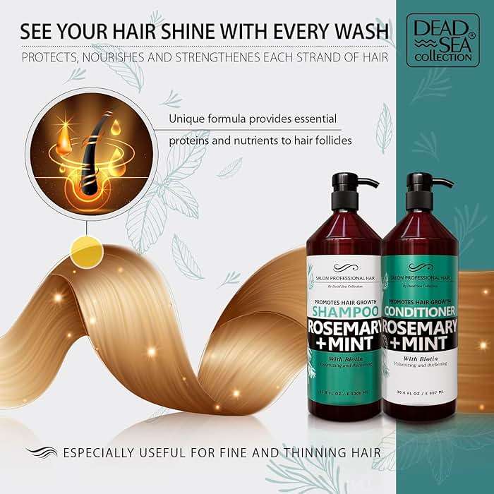 Dead Sea Collection Shampoo and Conditioner Set for Strengthening and Volume - Pure Dead Sea Minerals, Rosemary and Mint – Hair Care - Nutrition, Repair and Shine - Pack of 2 (33.8 & 30.6 Fl. Oz) - Image 3
