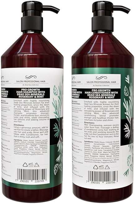 Dead Sea Collection Shampoo and Conditioner Set for Strengthening and Volume - Pure Dead Sea Minerals, Rosemary and Mint – Hair Care - Nutrition, Repair and Shine - Pack of 2 (33.8 & 30.6 Fl. Oz) - Image 8