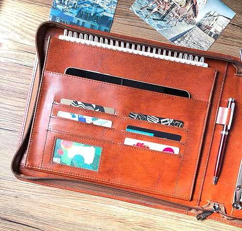 Vegan Leather Check Book Portfolio for 3 or 9 Ring Binders, Business Check Binder for 11 1/4"x9" (Custom) - Image 3