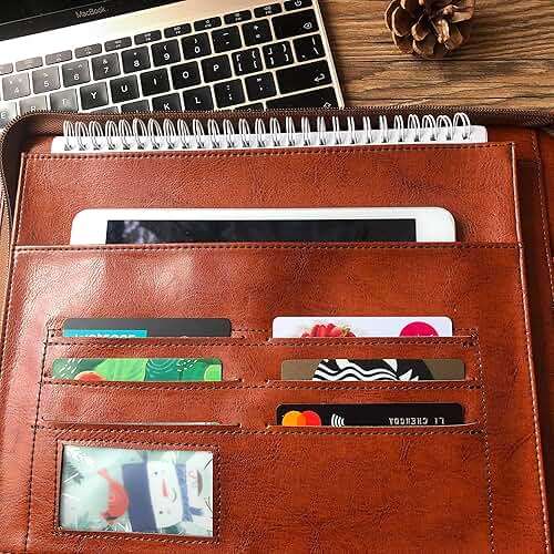 Vegan Leather Check Book Portfolio for 3 or 9 Ring Binders, Business Check Binder for 11 1/4"x9" (Custom) - Image 5