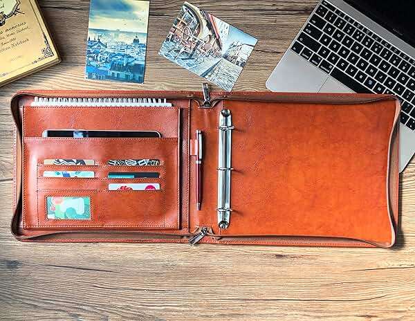 Vegan Leather Check Book Portfolio for 3 or 9 Ring Binders, Business Check Binder for 11 1/4"x9" (Custom) - Image 6