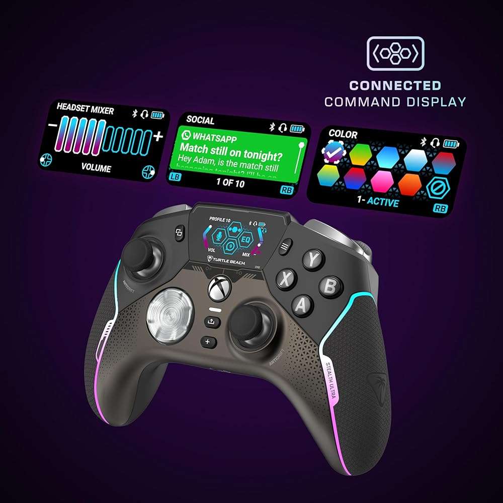 Turtle Beach Stealth Ultra High-Performance Wireless Gaming Controller Licensed for Xbox Series X|S, Xbox One, Windows PC, Android - LED Dashboard, Rapid Charge Dock, RGB Lighting, Bluetooth, Black - Image 3