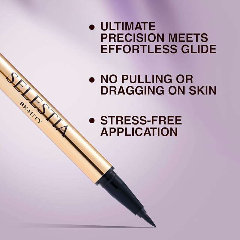 SELESTIA BEAUTY Black Liquid Eyeliner Pencil Queen Cobra – Long-Lasting – Quick-Drying, No Flaking – Thin Applicator & Intense Color – 0.016 fl.oz - Image 3