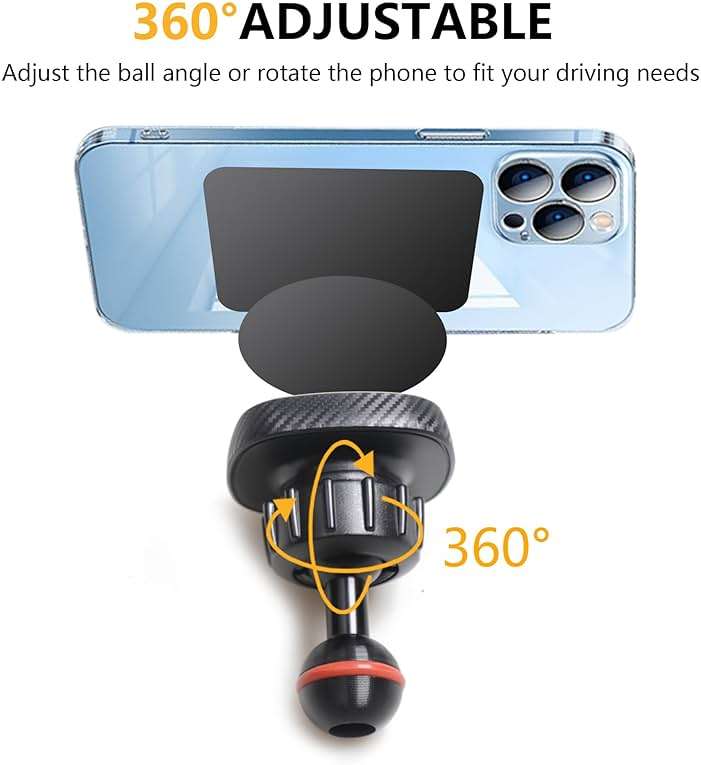 RERPRO Dash Cell Phone Mount Magnet Holder Compatible with 2024 2025 Jeep Wrangler JL 4XE Interior Accessories 360° Adjustable Dashboard Smart Phone Holder, 1 Pack Black Magnetic - Image 7