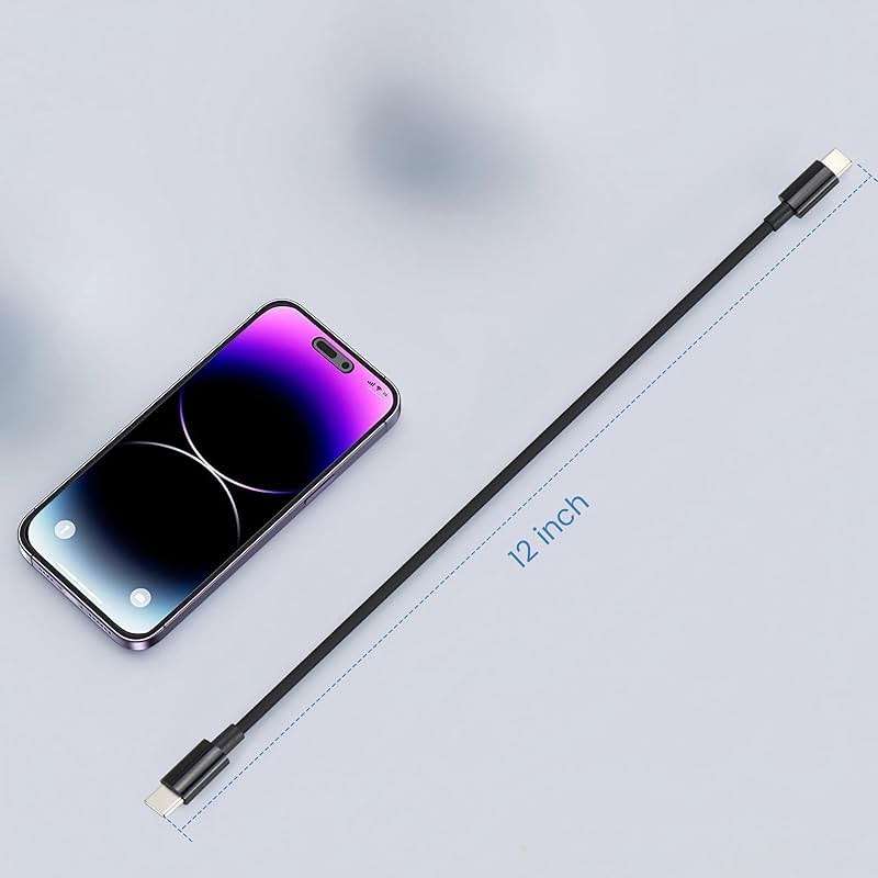 1ft Short USB C Cable - 60W Type C to C Charging Cord for iPhone 16/15, Galaxy Z Fold 6/5, Flip 6/5, S24, A54, Note 20, Tab S9 and Other USB-C Devices - Image 2