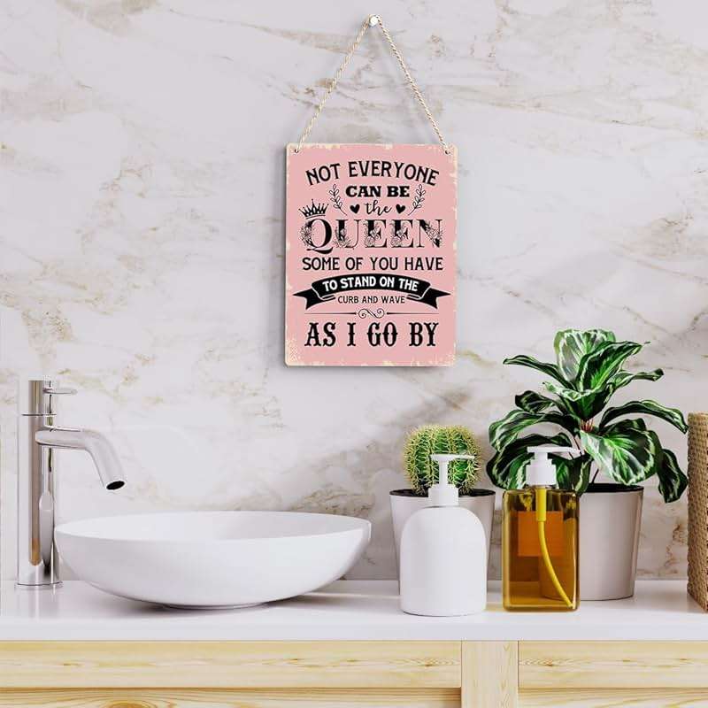 Funny Signs Not Everyone Can Be The Queen Some of You Have to Stand on the Curb Wooden Hanging Sign, Perfect Gifts for Women Daughter Sisters, Wall Art Decor for Home Office Decoration 8x10 Inches - Image 5
