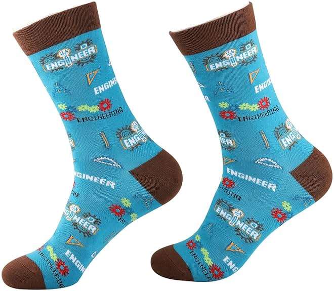 CMNIM Mechanical Engineer Socks - 2 Pair Funny Engineering Student Gift for Men & Women - Image 1