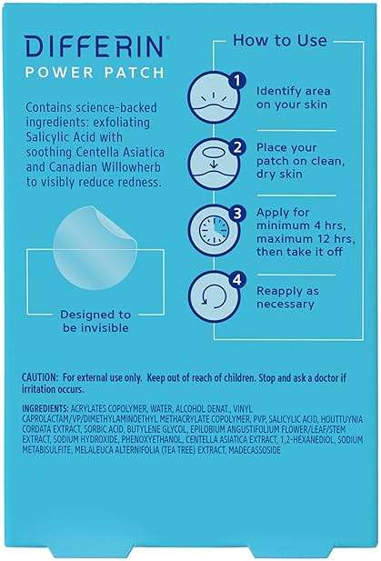 Differin Acne Patches, Pimple Patches for Acne Prone Skin, Formulated with Salicylic Acid and Centella, Fast Triple Action Power Patch for Day & Night, Dermatologist Tested, 36 Count - Image 11