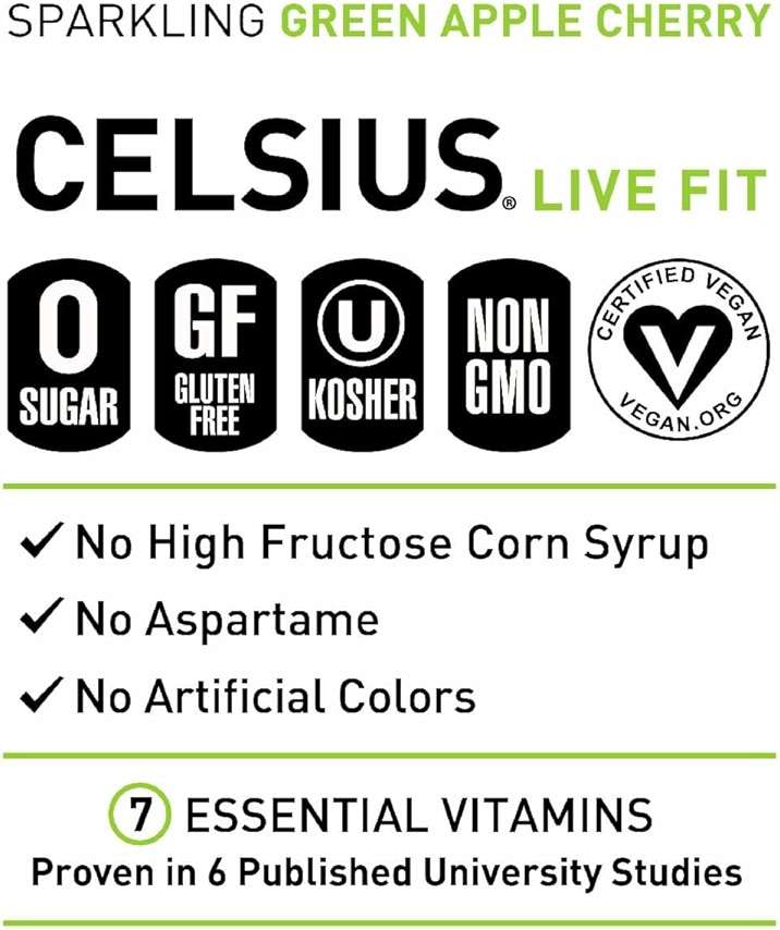 Celsius Green Apple Cherry 12oz - Image 4