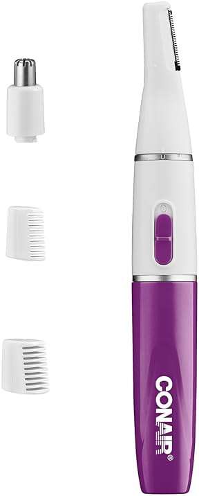 Conair Precision Eyebrow and Facial Trimmer for Women | Pain-free precision groomer with attachments for eyebrows, face, nose, and ears, White/Black, Model LLT2LW4 - Image 1