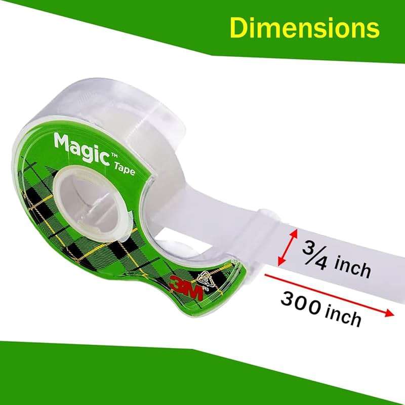 The Mega Deals Magic Tape 6 Packs Clear Tape, Magic Tape with Dispensers, Invisible Tape ¾ x 300 Inches, and a 8 Inch All Purpose Scissors (Gift Pack) - Image 2