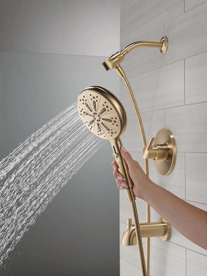 Delta Nicoli 14 Series Brushed Gold Bathtub Shower Faucet Set with Handheld Shower Head, Valve Trim Kit, Champagne Bronze 144749-CZ-HS (Valve Included) - Image 2