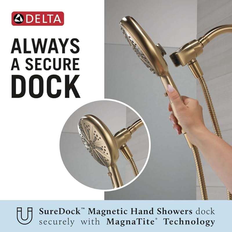 Delta Nicoli 14 Series Brushed Gold Bathtub Shower Faucet Set with Handheld Shower Head, Valve Trim Kit, Champagne Bronze 144749-CZ-HS (Valve Included) - Image 4
