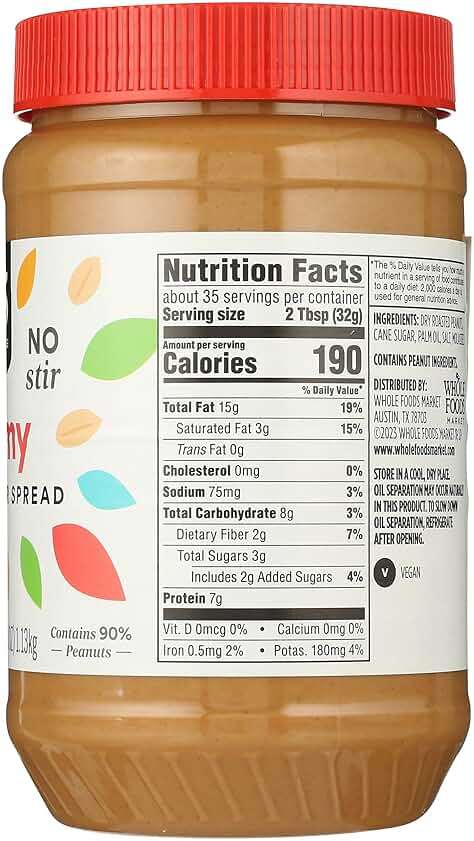 365 by Whole Foods Market, Creamy Peanut Butter Spread, No Stir, 40 Ounce - Image 5