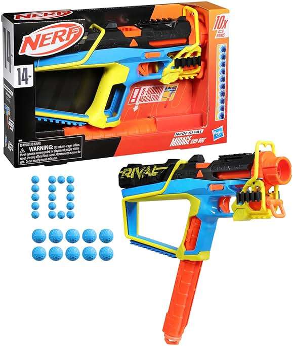 Nerf Rival Mirage XXIV-800 Blaster, 10 Nerf Rival Accu-Rounds, 2 Ways to Load, 8 Round Removable Magazine, Pump Action Priming, Gifts for Teens - Image 15