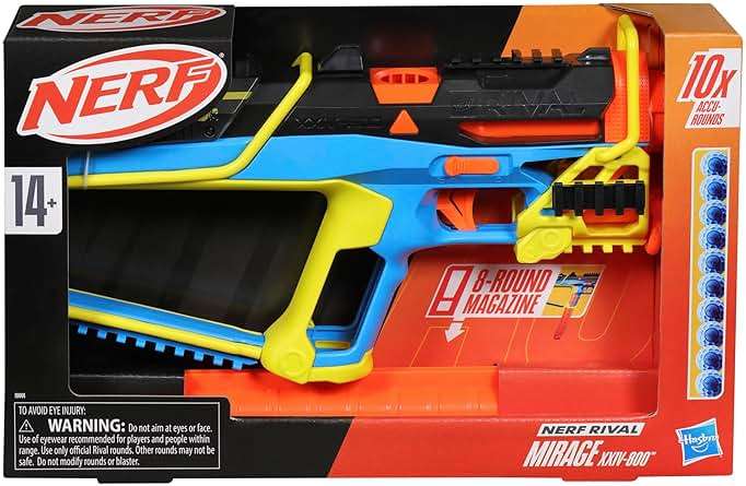 Nerf Rival Mirage XXIV-800 Blaster, 10 Nerf Rival Accu-Rounds, 2 Ways to Load, 8 Round Removable Magazine, Pump Action Priming, Gifts for Teens - Image 3