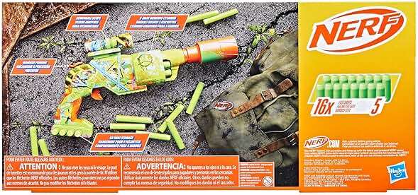 NERF Zombie Driller Dart Blaster, 16 Nerf Elite Darts, Rotating 5 Dart Cylinder, Removable Scope, Outdoor Games, Ages 8+ - Image 15