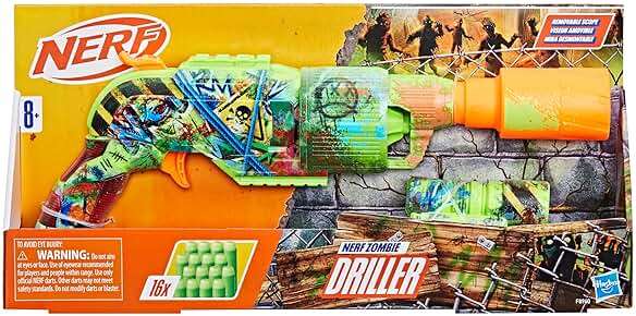 NERF Zombie Driller Dart Blaster, 16 Nerf Elite Darts, Rotating 5 Dart Cylinder, Removable Scope, Outdoor Games, Ages 8+ - Image 3