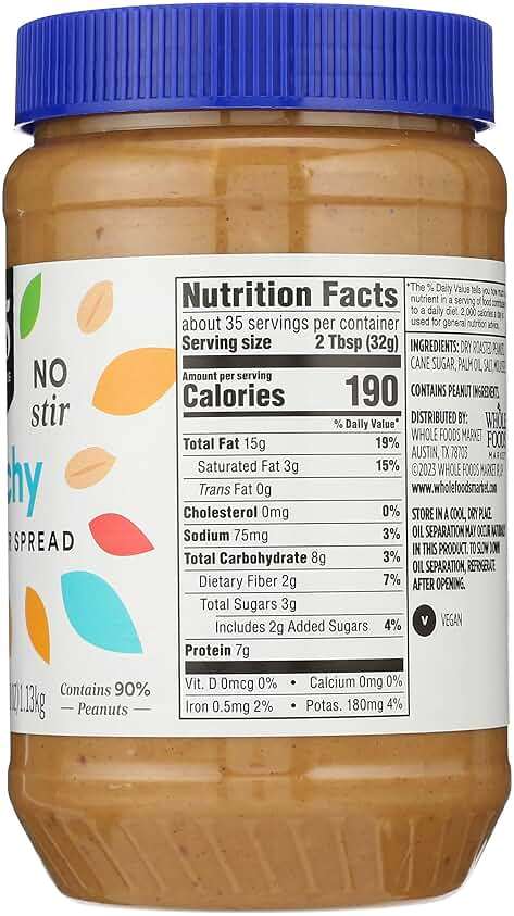 365 by Whole Foods Market, Crunchy Peanut Butter Spread, No Stir, 40 Ounce - Image 2