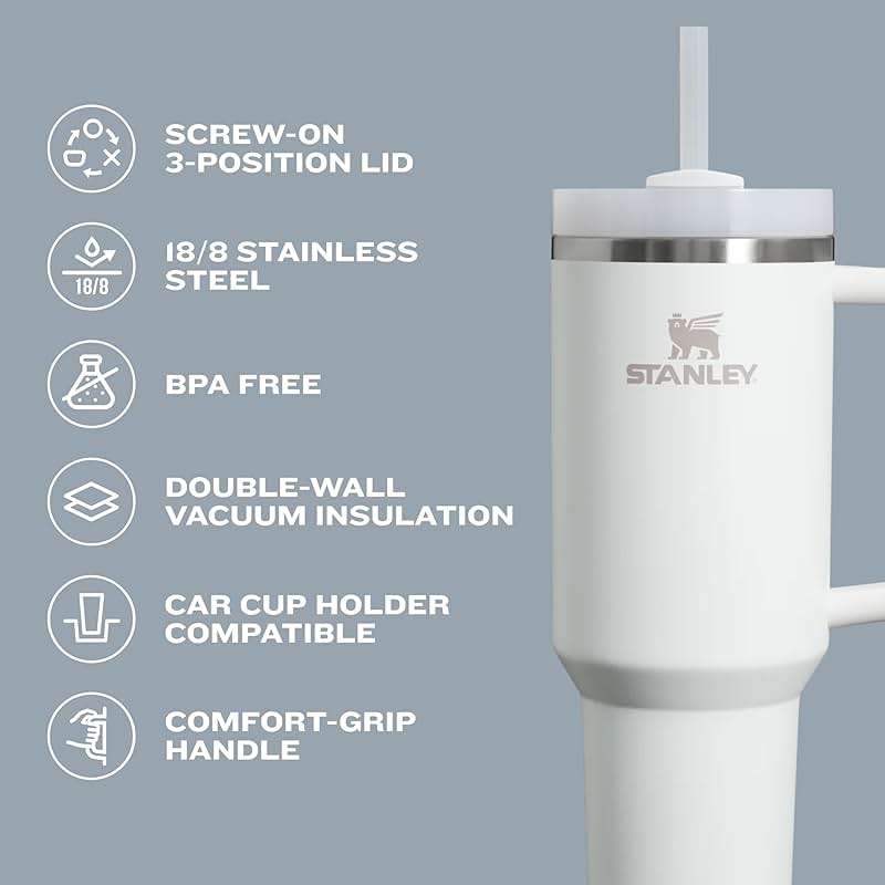 STANLEY Quencher H2.0 Tumbler with Handle and Straw 40 oz | Flowstate 3-Position Lid | Cup Holder Compatible for Travel | Insulated Stainless Steel Cup | BPA-Free | Lilac - Image 5