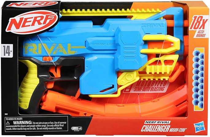 Nerf Rival Challenger MXXIV-1200 Motorized Blaster, Curved 12 Round Magazine, 18 Nerf Rival Accu-Rounds, Gifts for Teens - Image 5