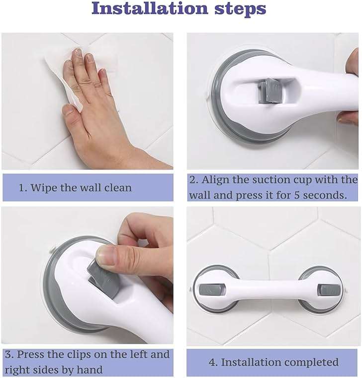 2 Pack Grab Bars for Bathtubs & Showers - Strong Suction Shower Handle, Safety Grab Bars for Seniors & Handicap, Elderly Accessories - Image 7