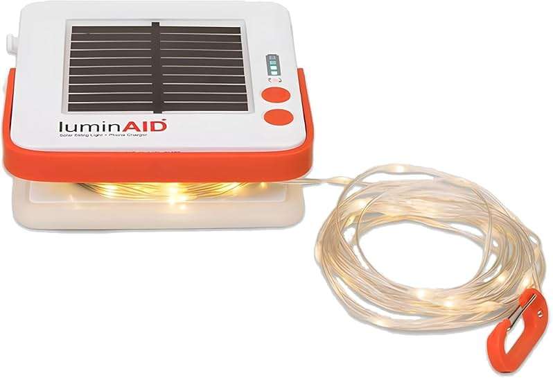 LuminAID Solar String Light with Phone Charger - Rechargeable Tent Lights for Camping - 32 ft String Lights Perfect for Camping, Backyard, Patio, RVs, Outdoor, Power Outages (1 Pack) - Image 1