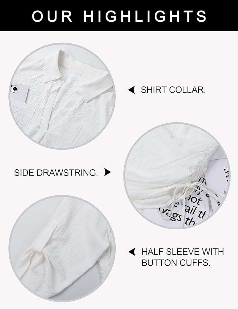 Blooming Jelly Womens Bathing Suit Cover Ups Bikini Swimsuit Coverup Drawstring Beach Dress Shirt - Image 5