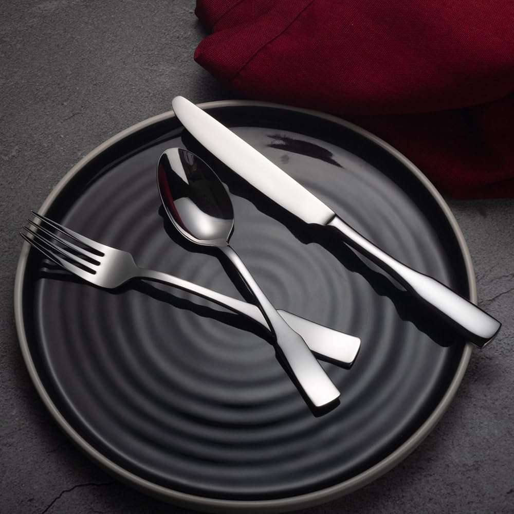 Alata Kate 40-Piece Silverware Set,Service for 8,Stainless Steel Flatware Set,Mirror Polished Cutlery Set,Dishwasher Safe - Image 2