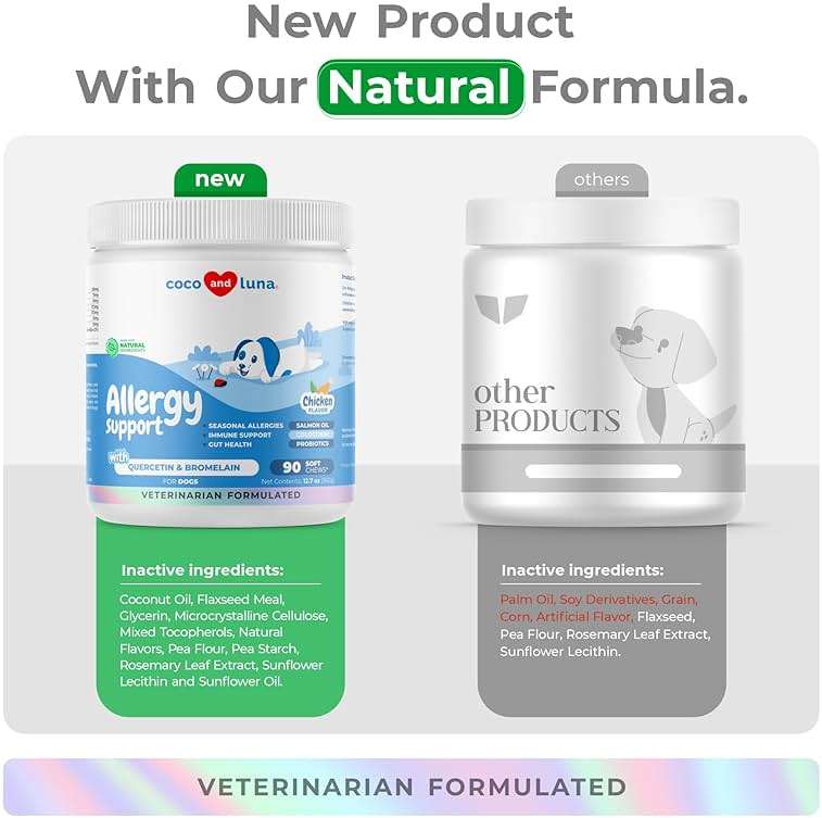 Dog Allergy Relief 90 Soft Chews - Itchy Skin, Immune & Quercetin | With Quercetin, Colostrum, Omega 3 & Probiotics. Relieves itchy skin, ear itching, seasonal allergy & boosts immunity. - Image 5