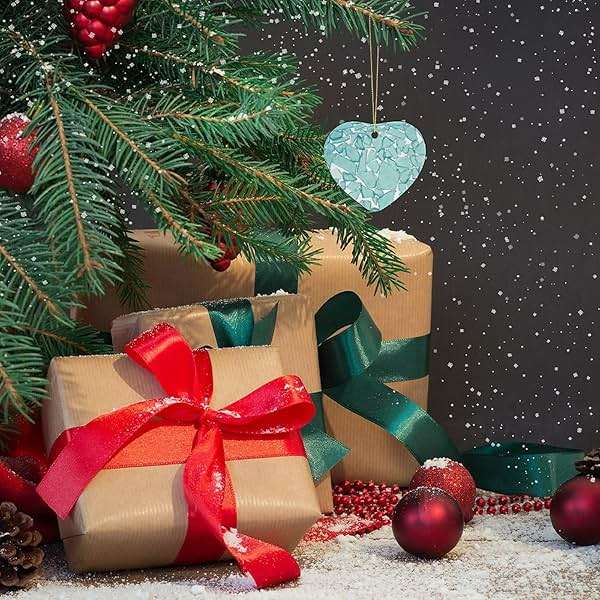 Crushed Sea Glass Pieces Print Christmas Ornament Heart Shaped Xmas Decoration for Christmas Tree Home Party - Image 8