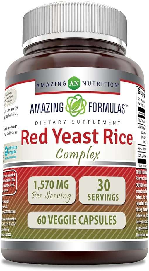 Amazing Formulas Red Yeast Rice Complex with CoQ10, Alpha Lipoic Acid & Milk Thistle Supplement |1570 Mg | 60 Veggie Capsules | Non-GMO | Gluten Free | Made in USA - Image 1