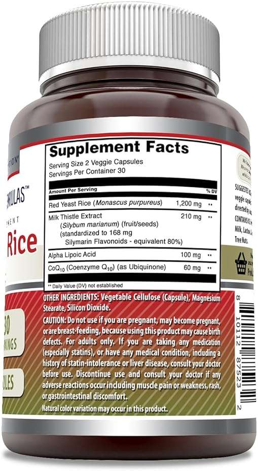 Amazing Formulas Red Yeast Rice Complex with CoQ10, Alpha Lipoic Acid & Milk Thistle Supplement |1570 Mg | 60 Veggie Capsules | Non-GMO | Gluten Free | Made in USA - Image 2