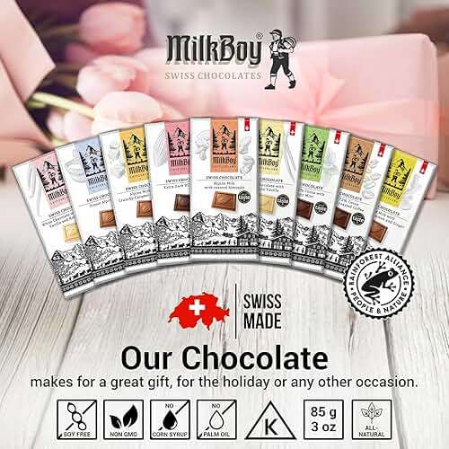 Milkboy Swiss Chocolates Chocolate Bars - Premium Swiss Alpine Milk Chocolate - Smooth European Milk Chocolates Gift - Sustainably Farmed Cocoa - Gluten Free - 3 oz, Pack 2 - Image 6