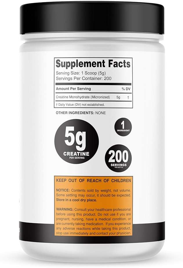 It's Just! - Creatine Monohydrate Powder, Pure Creatine Powder, Made in USA, 3rd Party Lab Tested, 5g Per Serving, Scoop Included, No Fillers, No Added Flavor (Unflavored, 1000g / 200 Servings) - Image 3