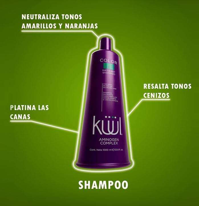 KUUL MATIZANT SHAMPOO 33.81 oz - PURPLE SHAMPOO - (MATIZANTE CABELLOS CANOS RUBIOS O DECOLORADOS COLOR DEL LIQUIDO = MORADO) - 1000 ML - Image 2