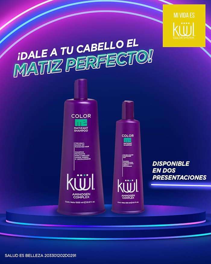 KUUL MATIZANT SHAMPOO 33.81 oz - PURPLE SHAMPOO - (MATIZANTE CABELLOS CANOS RUBIOS O DECOLORADOS COLOR DEL LIQUIDO = MORADO) - 1000 ML - Image 4
