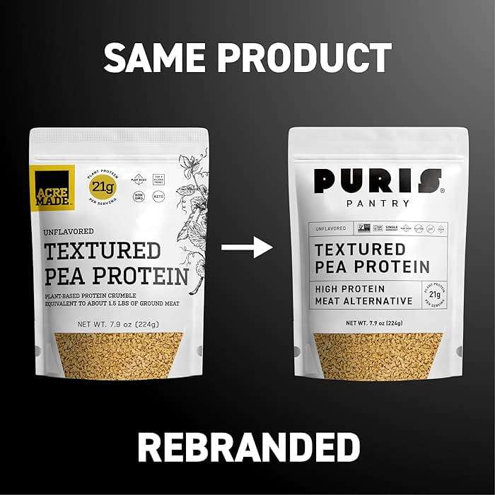 PURIS Pantry Textured Pea Protein, Unflavored Meatless Vegetable Crumbles, Shelf-Stable, Soy & Gluten Free, 21g of Protein, Plant-Based Vegan Meat Substitute, Equivalent to 1.5 Pounds Ground Beef - Image 5