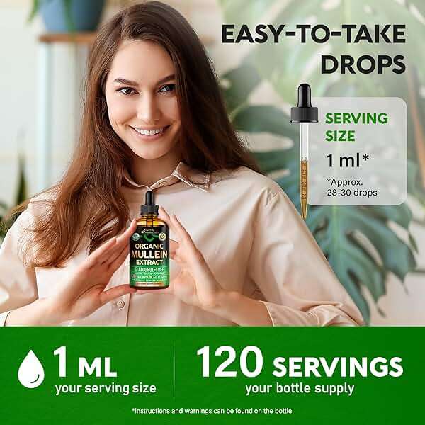 Mullein Drops for Lungs - USDA Organic Liquid - Mullein Leaf Extract Supplement - for Women & Men - Lung & Bronchial Cleanse for Smokers - Respiratory Health Support - As Tincture, Tea, Pills - 4 oz - Image 6