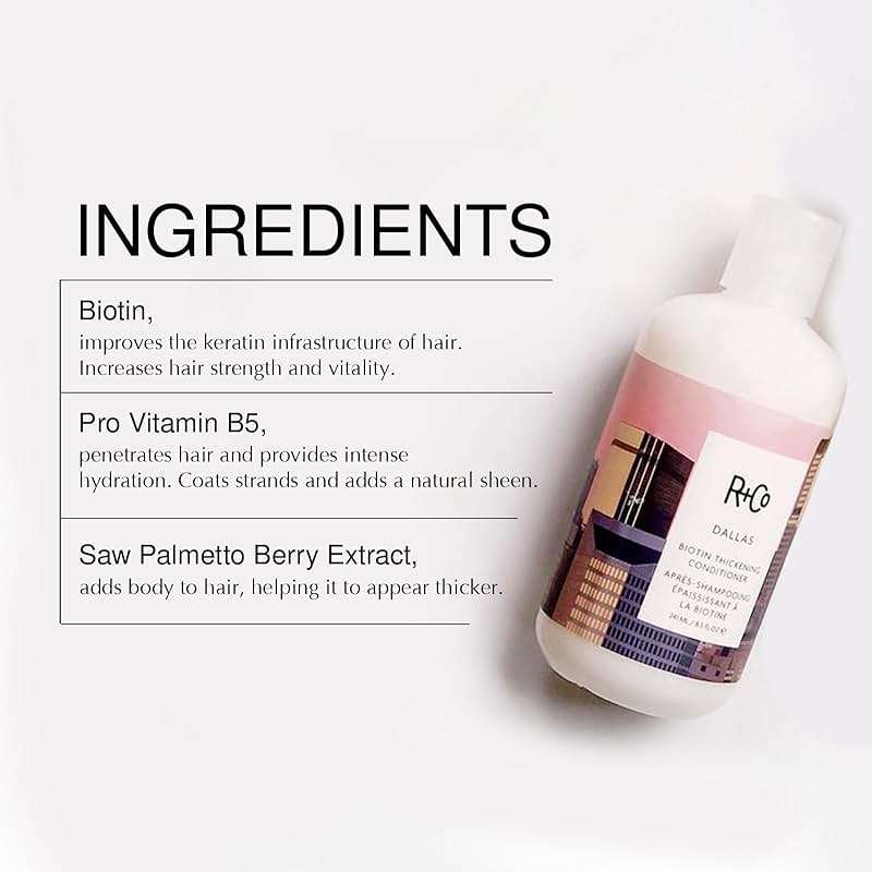 R+Co Dallas Biotin Thickening Shampoo and Conditioner Set– Volumizing Formula for Fine, Thin Hair – Adds Strength, Body & Fullness – Sulfate-Free, Vegan & Cruelty-Free – 8.5 oz 2PK+ Sample - Image 6