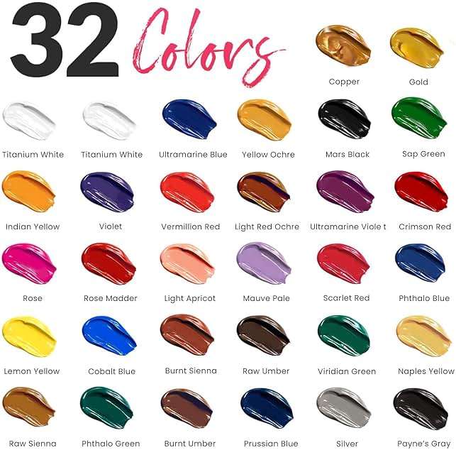 Chalkola Acrylic Paint Set for Adults & Kids - 56 Pcs Canvas Painting Kit with 32 Paints (22ml), 10 Brushes, 10 Canvases, Tabletop Easel, Palette, Knife - Professional Craft & Art Painting Supplies - Image 4
