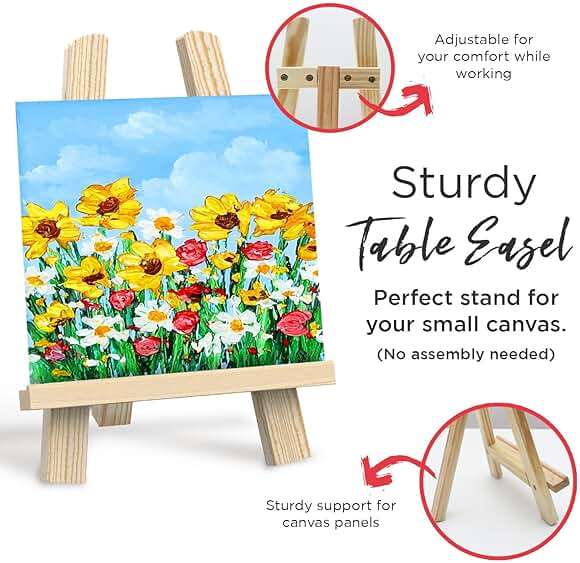 Chalkola Acrylic Paint Set for Adults & Kids - 56 Pcs Canvas Painting Kit with 32 Paints (22ml), 10 Brushes, 10 Canvases, Tabletop Easel, Palette, Knife - Professional Craft & Art Painting Supplies - Image 6