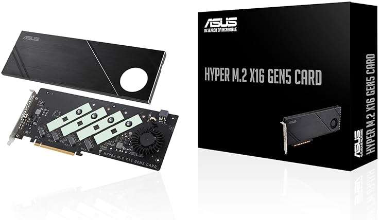 ASUS Hyper M.2 x16 Gen5 Card (PCIe 5.0/4.0) Supports Four NVMe M.2 (2242/2260/2280/22110) Devices up to 512 Gbps for AMD and Intel® Platform RAID Functions. - Image 1
