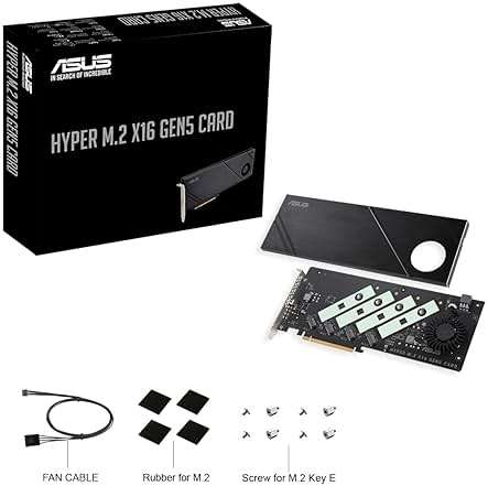 ASUS Hyper M.2 x16 Gen5 Card (PCIe 5.0/4.0) Supports Four NVMe M.2 (2242/2260/2280/22110) Devices up to 512 Gbps for AMD and Intel® Platform RAID Functions. - Image 2