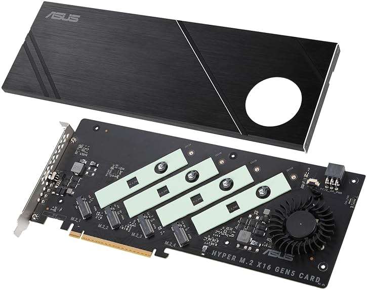 ASUS Hyper M.2 x16 Gen5 Card (PCIe 5.0/4.0) Supports Four NVMe M.2 (2242/2260/2280/22110) Devices up to 512 Gbps for AMD and Intel® Platform RAID Functions. - Image 3