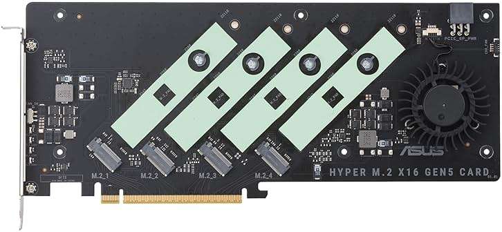 ASUS Hyper M.2 x16 Gen5 Card (PCIe 5.0/4.0) Supports Four NVMe M.2 (2242/2260/2280/22110) Devices up to 512 Gbps for AMD and Intel® Platform RAID Functions. - Image 4