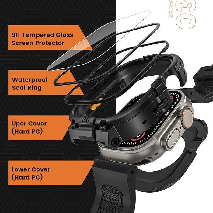 Goton 3 in 1 Waterproof Case with Band for Apple Watch with Built-in Tempered Glass Screen Protector 49mm, 360° Shockproof Bumper Face Cover with Band for Apple Watch Ultra 3/Ultra 2/Ultra, 49mm - Image 2