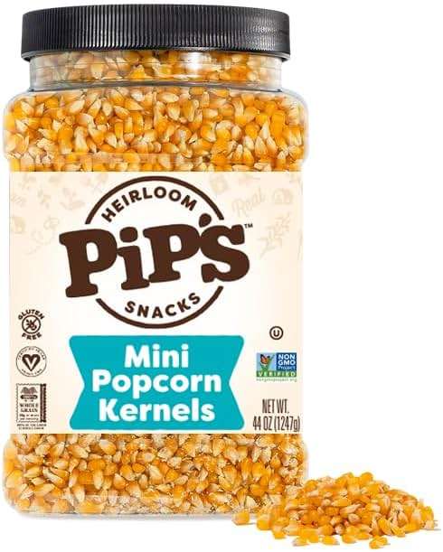 Pip's Heirloom Snack Mini Popcorn Kernels – 44 oz Jar | Non-GMO, Vegan, Gluten Free Snacks, Healthy Unpopped Popcorn - Image 1