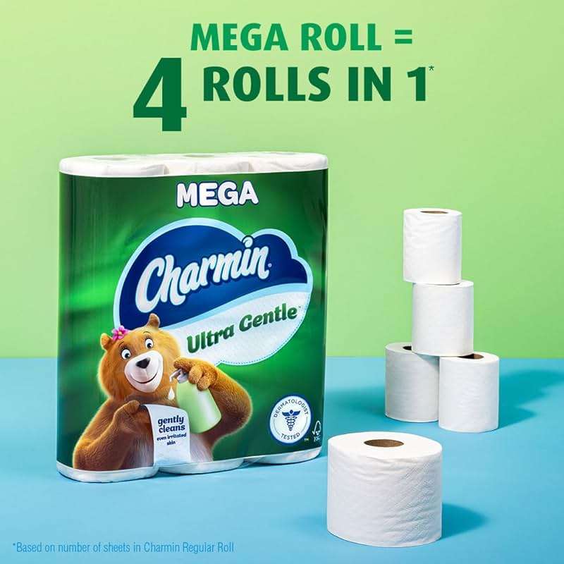 Charmin Ultra Gentle Toilet Paper, 24 Mega Rolls (Equivalent to 96 Regular Rolls),White - Image 5