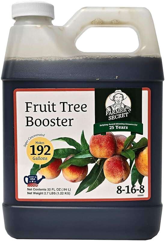 Farmer's Secret Fruit Tree Booster Fertilizer (32oz) - Super Concentrated and Phosphorus Rich - Formulated for All Fruit Trees Including Peach, Banana, and Apple - Image 1